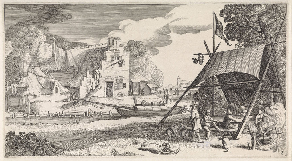 Detail of Figures under a tent at a tavern by Jan van de Velde II