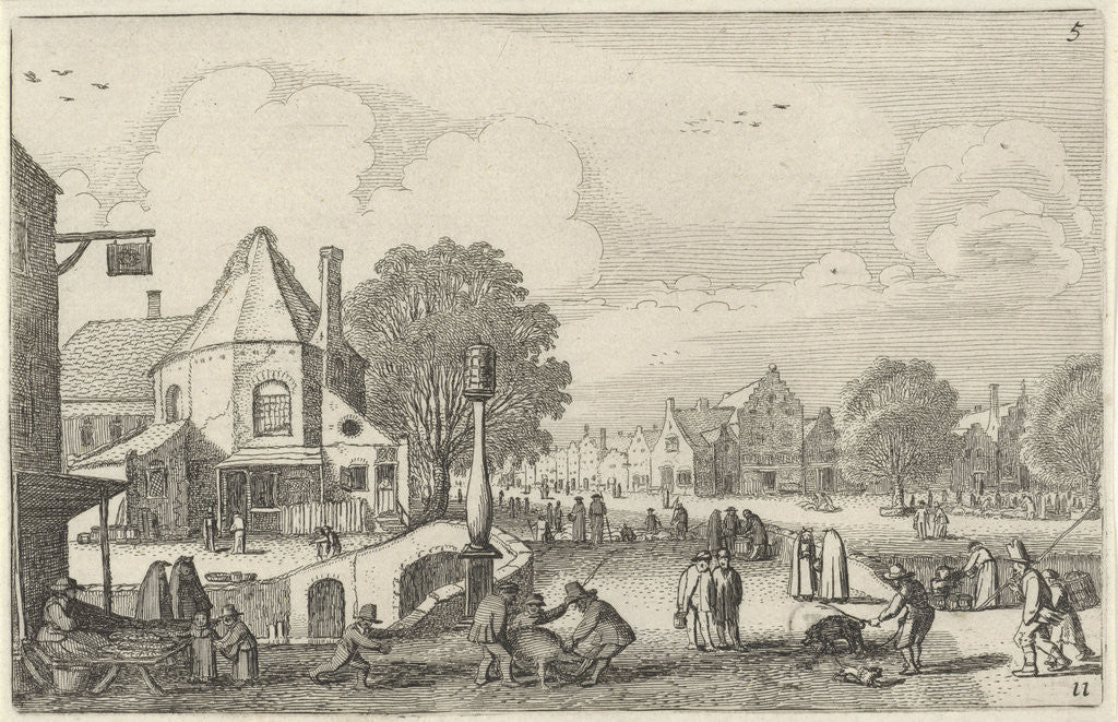 Detail of Market day in a city by Jan van de Velde II