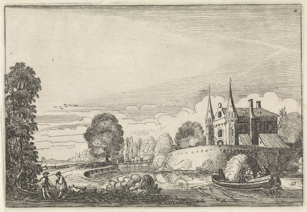 Detail of Pleasure boat in a moat by Jan van de Velde II