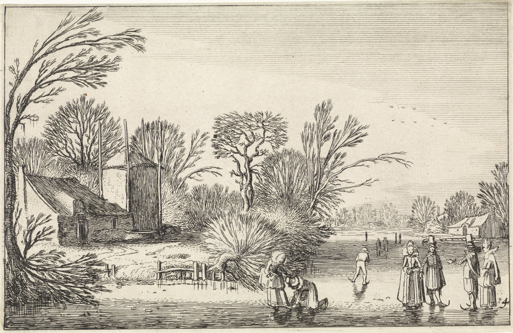 Detail of Skating at a farm and a haystack by Jan van de Velde II