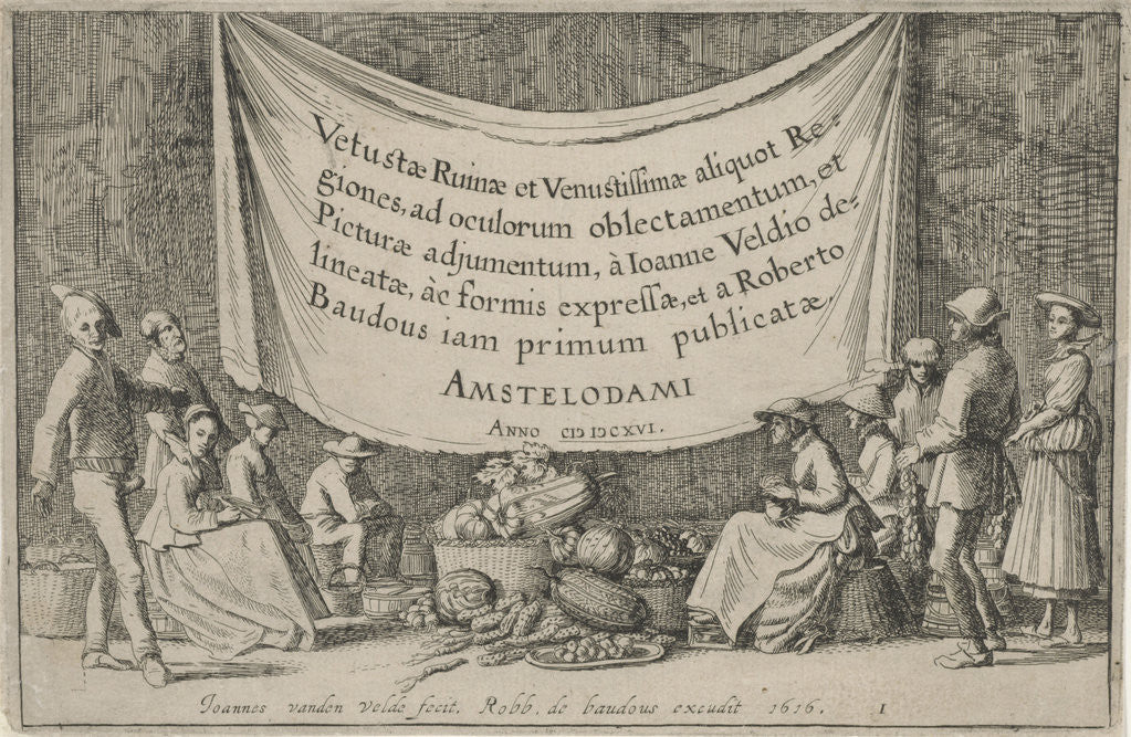 Detail of Figures with baskets of fruit and vegetables by Jan van de Velde II