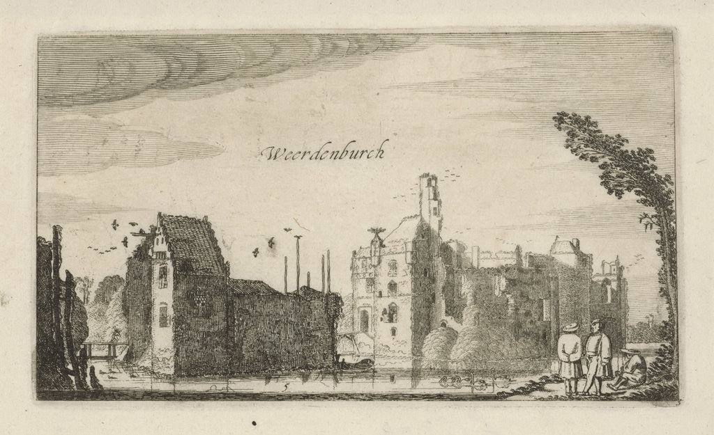 Detail of View of the ruins of Castle Waardenburg, Neerijnen by Robert de Baudous