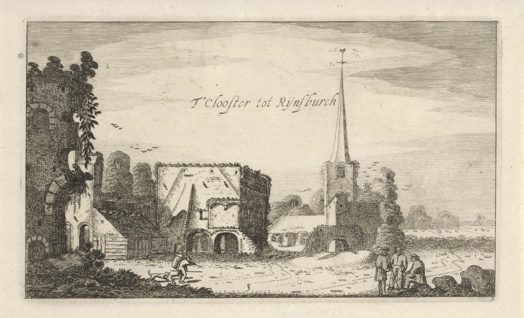 Detail of View of the ruins of the Abbey of Rijnsburg by Robert de Baudous