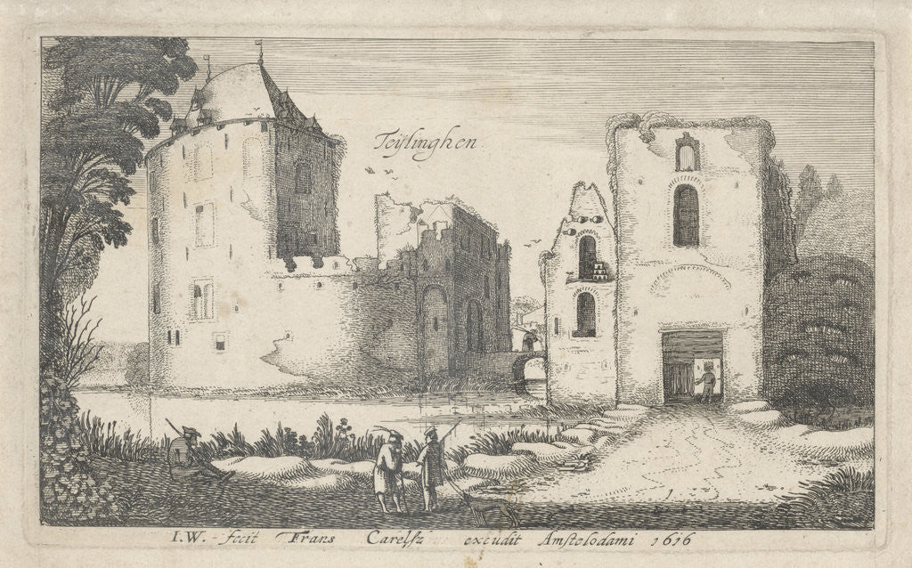 Detail of View of the ruined castle Teylingen by Frans Carelse