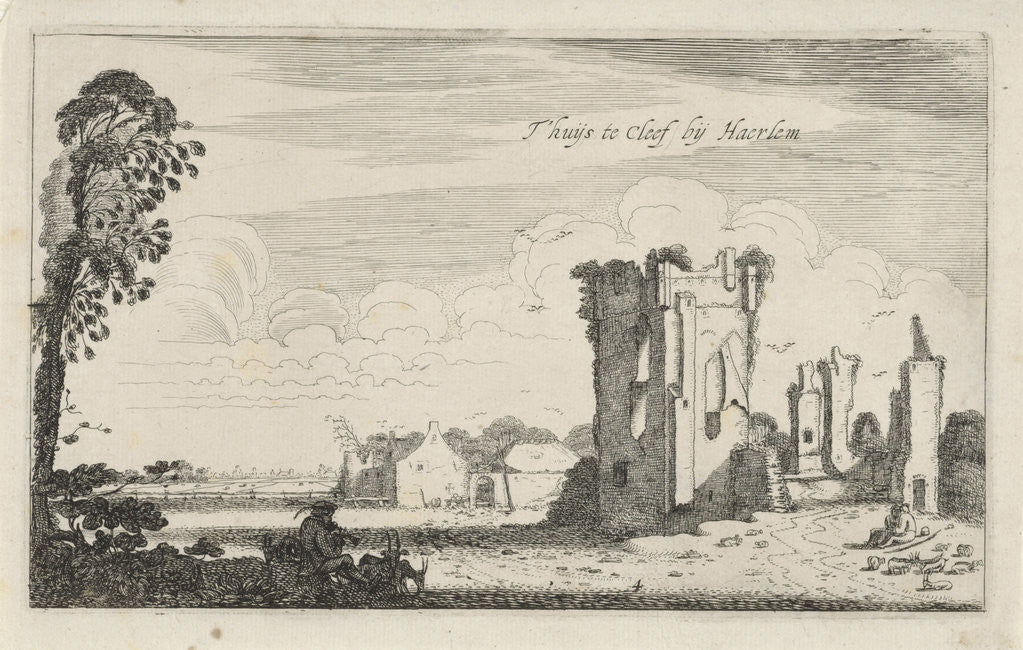 Detail of View of the ruins of Huis ter Kleef, Haarlem by Robert de Baudous