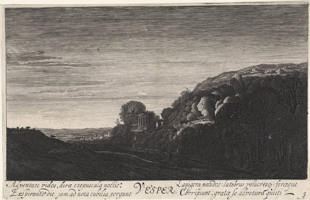 Detail of Hill landscape in the evening by Jan van de Velde II