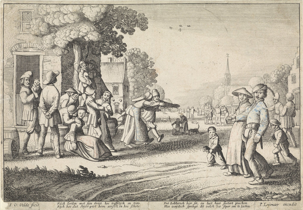 Detail of Dancing farmers during a village festival by P. Leijenaar