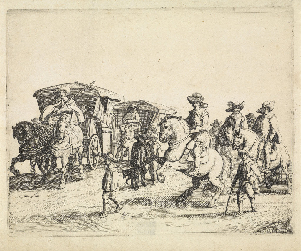 Detail of Cavalry and carriages by Jan Martszen de Jonge