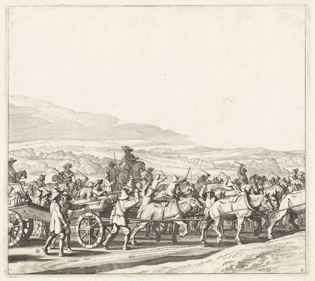 Detail of Exodus from the Spanish army from Maastricht, 1632 (plate 4) by Claes Jansz. Visscher II