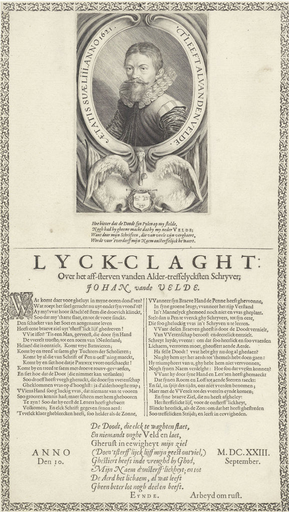 Detail of Portrait of Jan van de Velde I by Arbeyd om rust