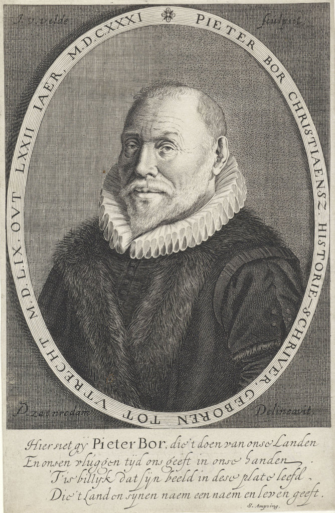 Detail of Portrait of Pieter Christiansz. Bor by Samuel Ampzing