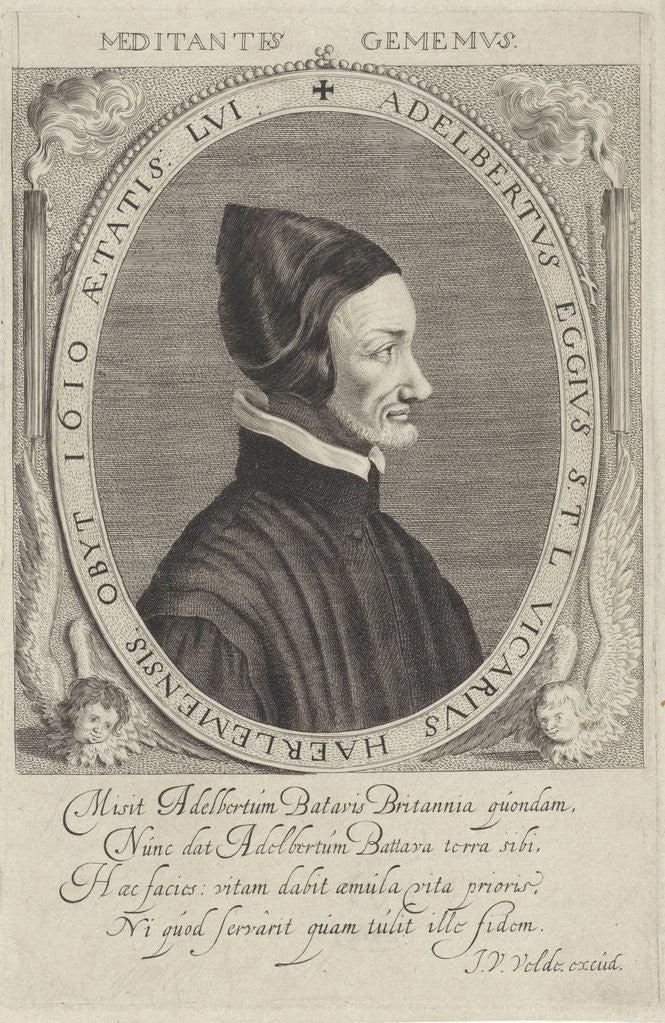 Detail of Portrait of Adelbertus Gerbrandsz. Eggius chaplain in Haarlem by Jan van de Velde II