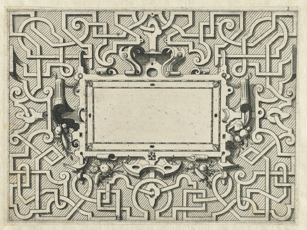 Detail of Rectangular cartouche surrounded by moresque motives by Hieronymus Cock