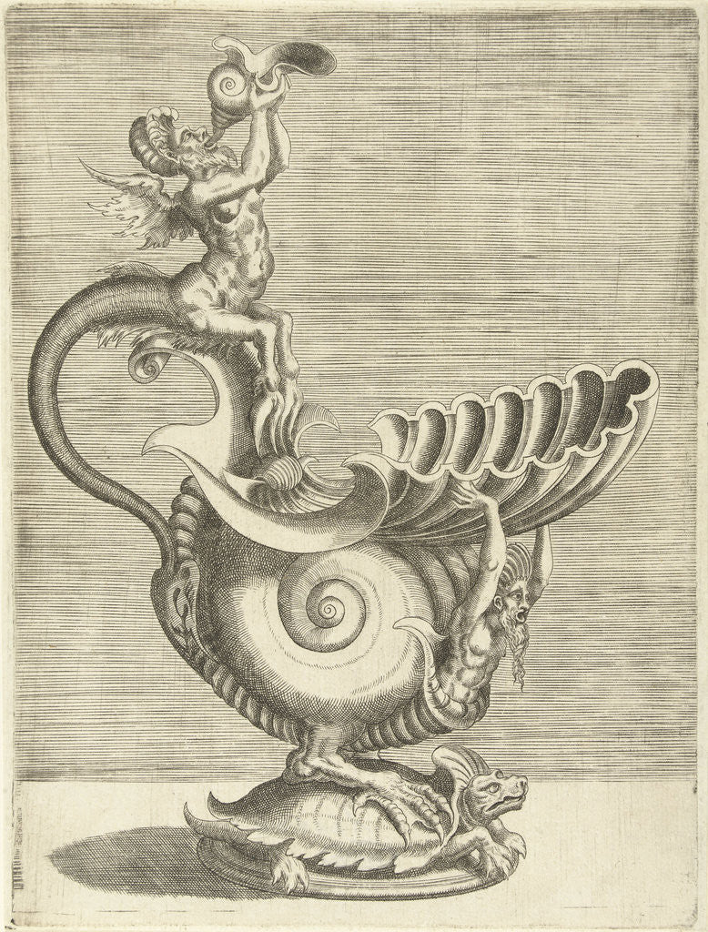 Detail of Jug in the form of a snail shell with a spout in a clamshell design by Hieronymus Cock