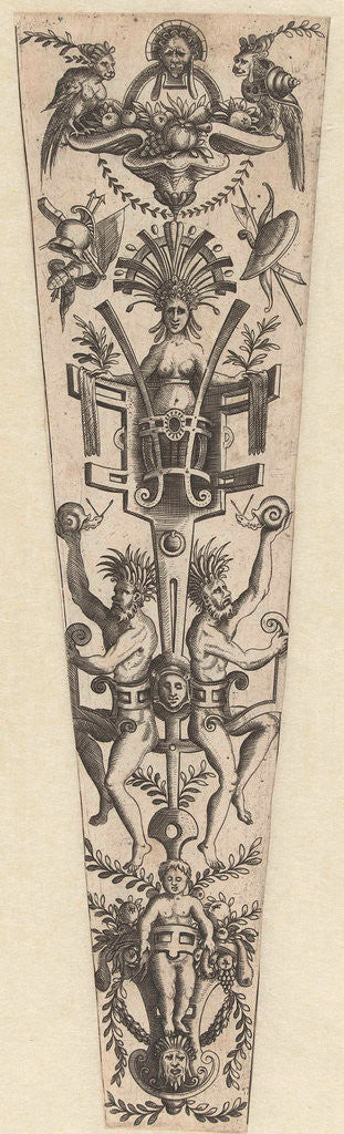 Detail of Frame of scroll with two satyrs by Cornelis Bos