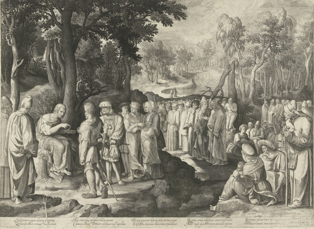 Detail of John the Baptist preaches to the crowd by Nicolaes de Bruyn