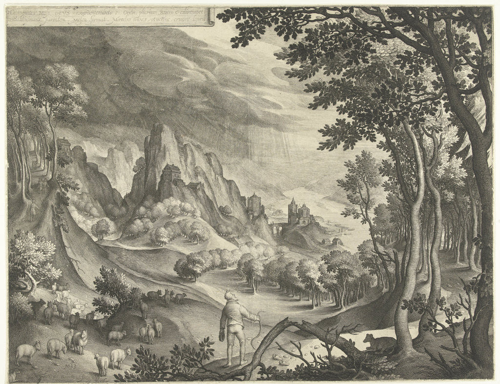 Detail of Moses is addressed by God on Mount Horeb by Nicolaes de Bruyn