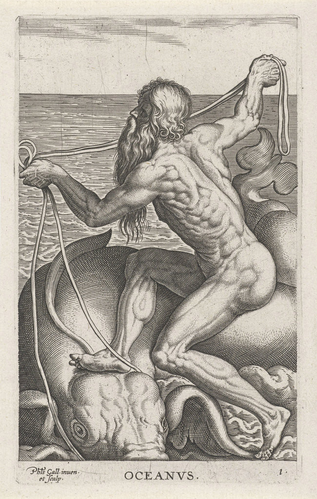Detail of Sea God Oceanus by Philips Galle