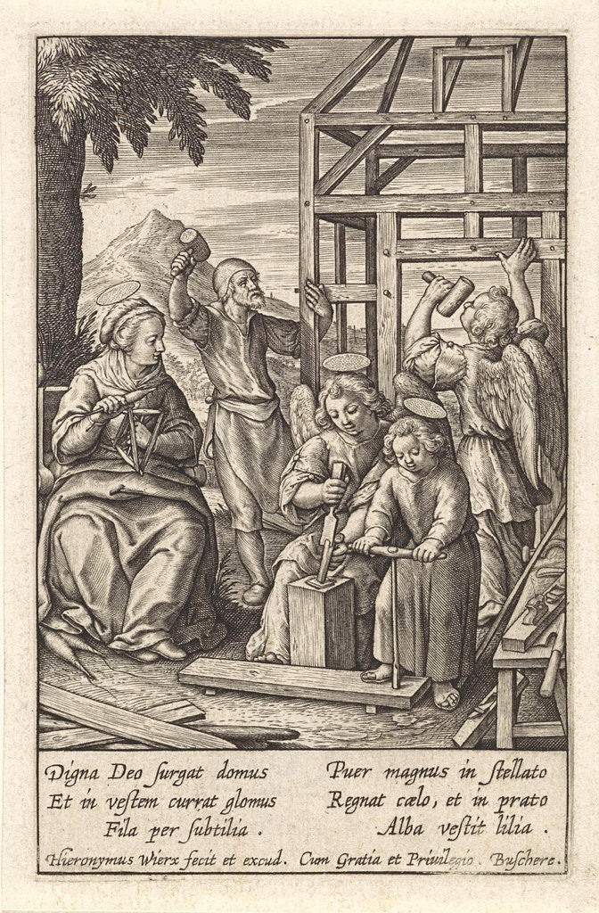 Detail of Christ Child is building a house by Hieronymus Wierix