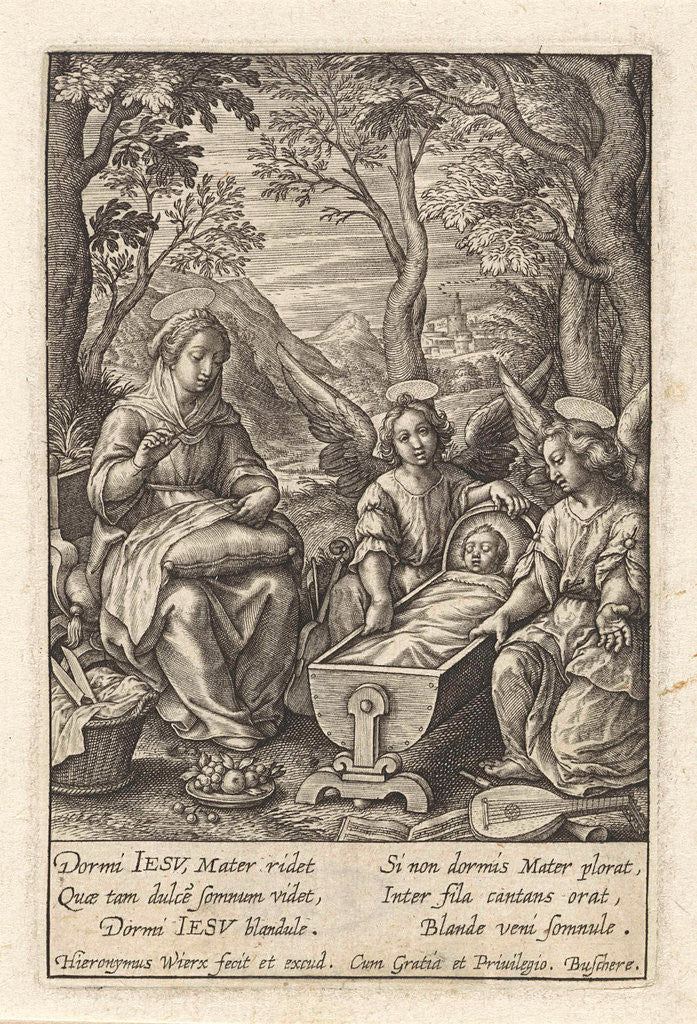 Detail of Christ child sleeps in the crib by Hieronymus Wierix