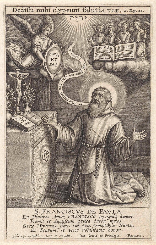 Detail of Angel Appears to St. Francis of Paola by Hieronymus Wierix