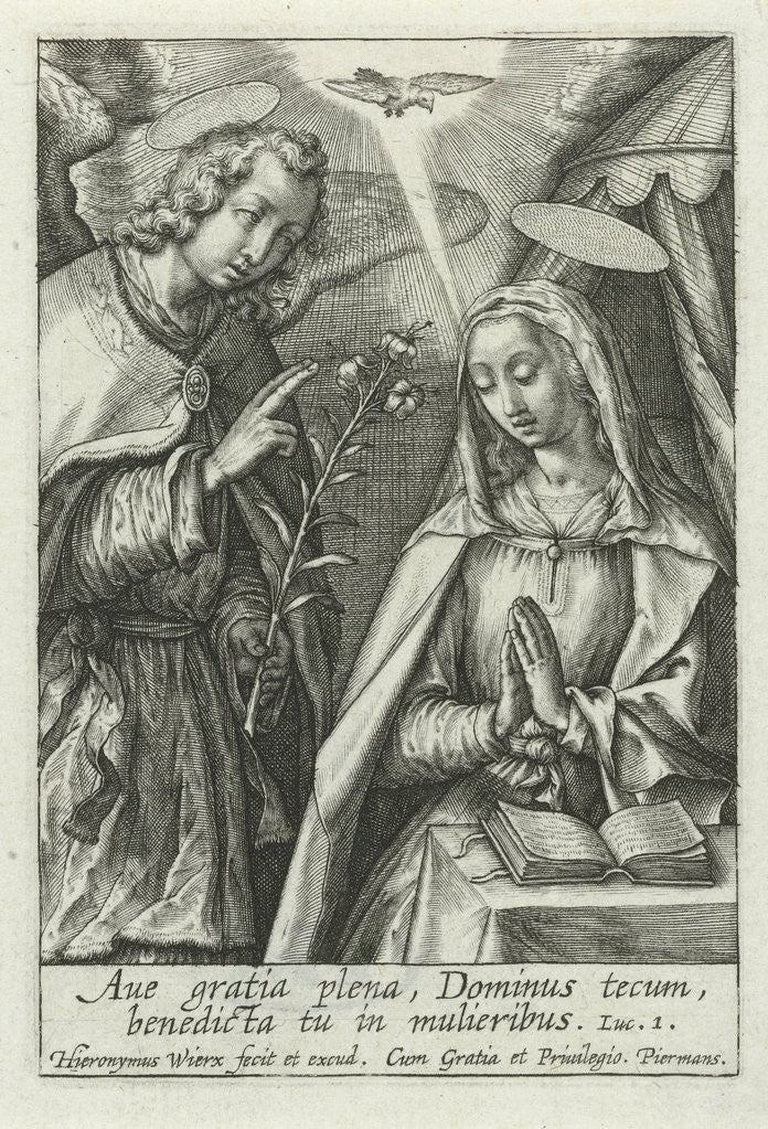 Detail of Annunciation by Hieronymus Wierix