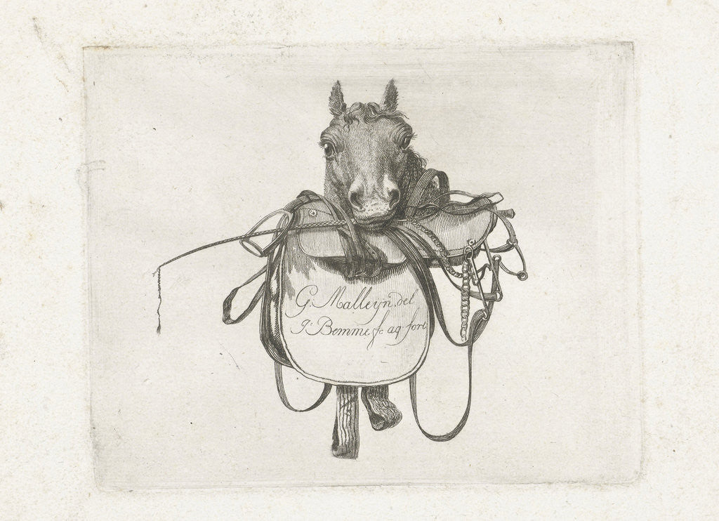 Detail of Horse head with saddle and reins in the mouth by Gerrit Malleyn