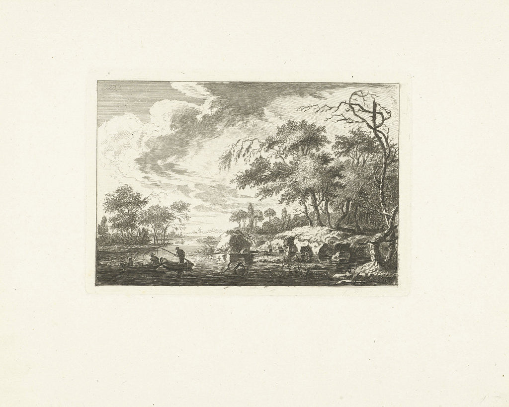 Detail of Two fishing boats on a river by Joannes Bemme