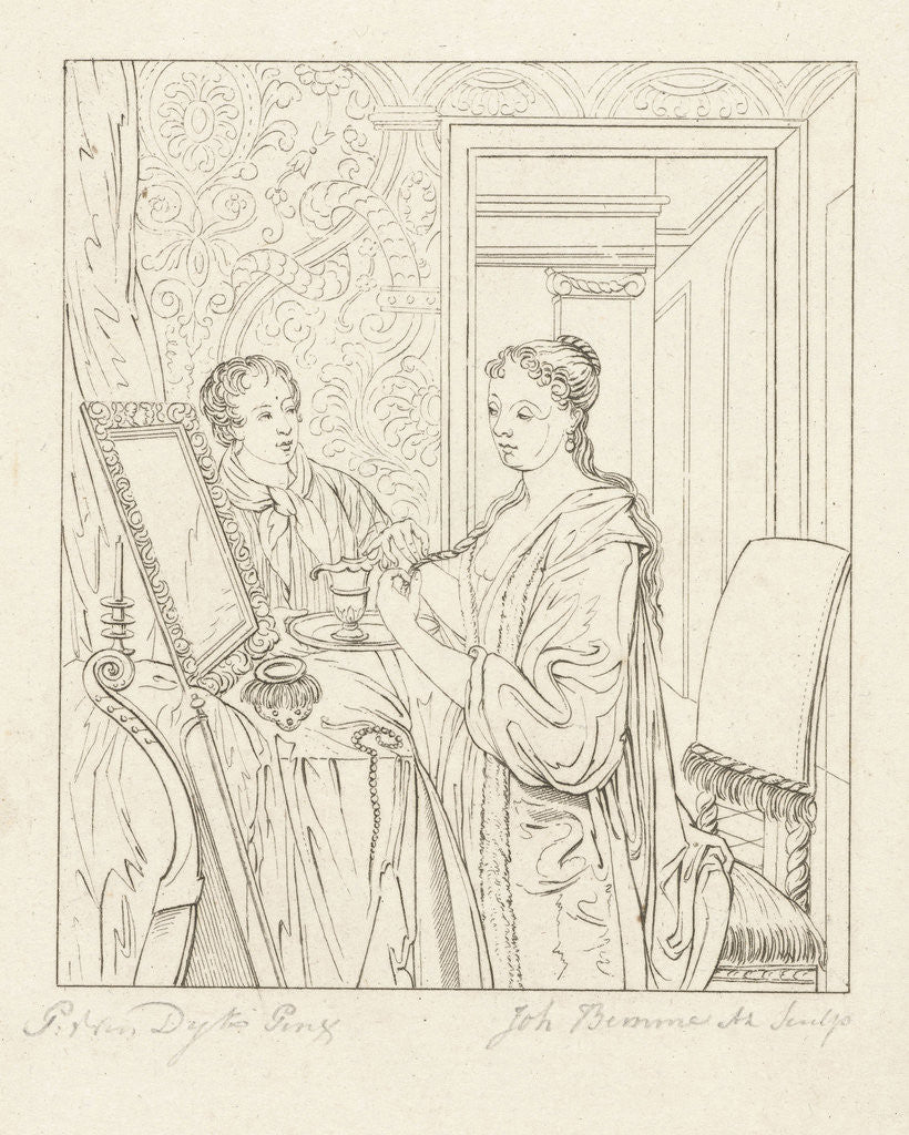 Detail of A woman at her toilet by Joannes Bemme