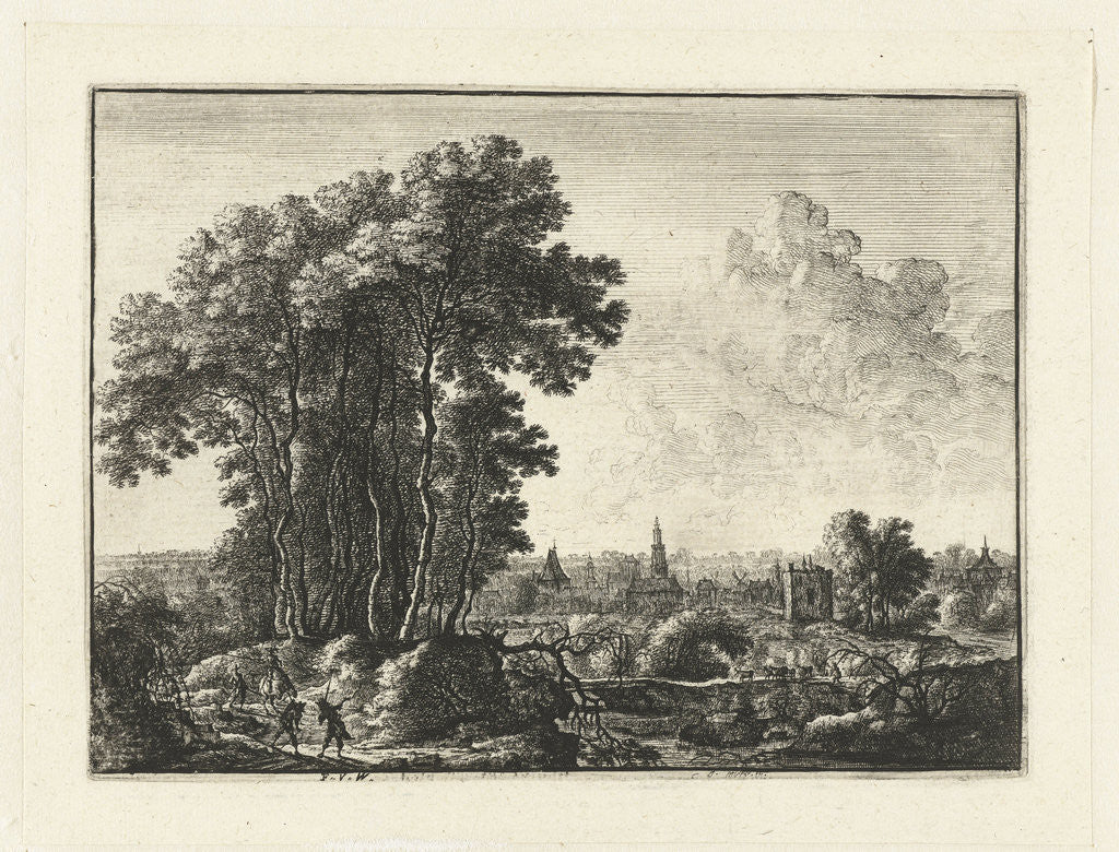 Detail of Landscape with Travellers by Frans van den Wijngaerde
