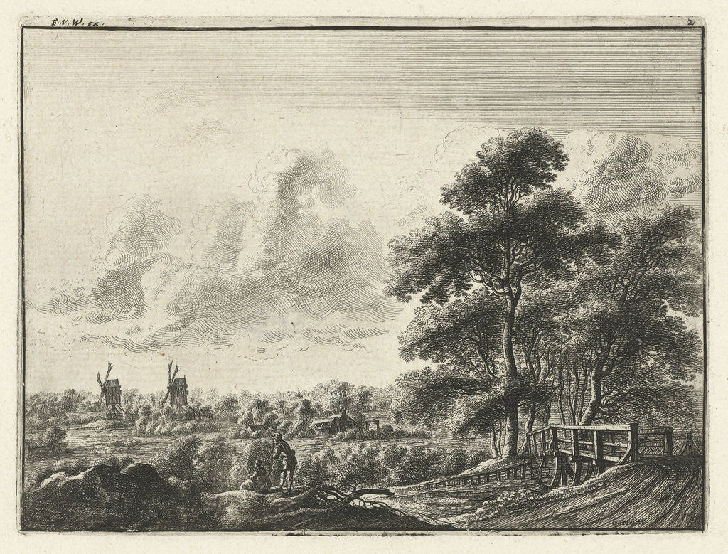 Detail of Landscape with small bridge, Gilles Neyts by Frans van den Wijngaerde