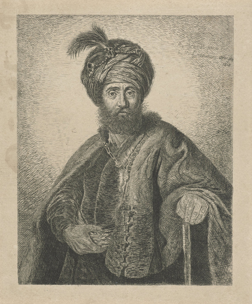 Detail of Portrait of an unknown bearded man with turban by Antoine Marie Labouchere