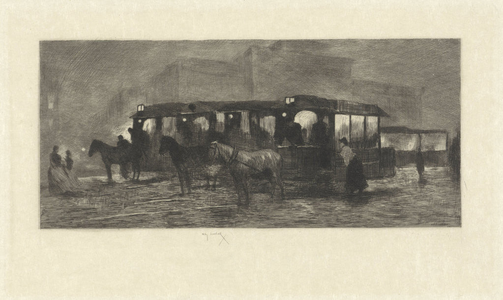 Detail of Square at night by Willem Steelink II