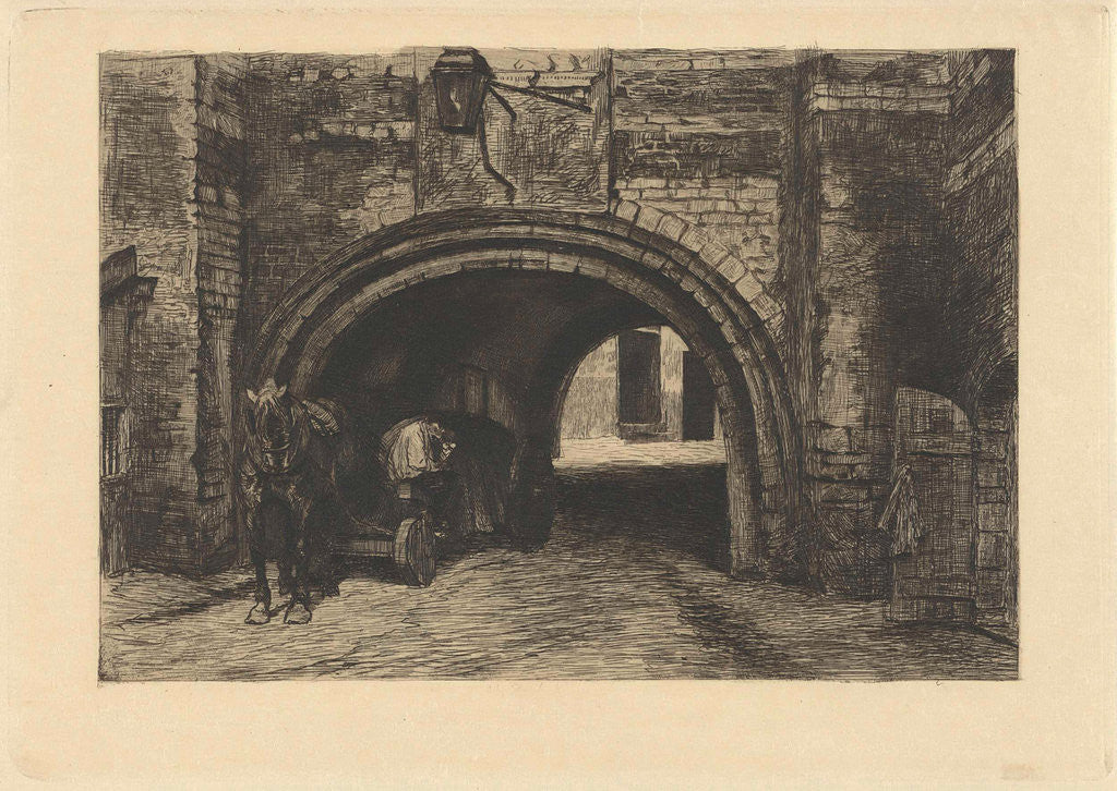 Detail of Vehicle with horse under an old gate by Willem Steelink II