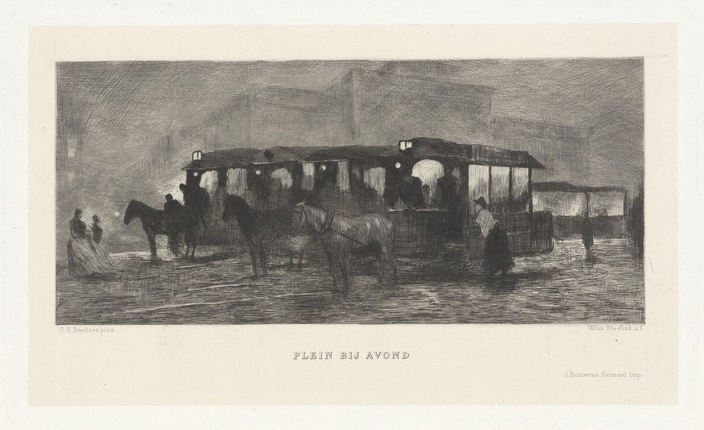 Detail of Square at night by M.M. Olivier