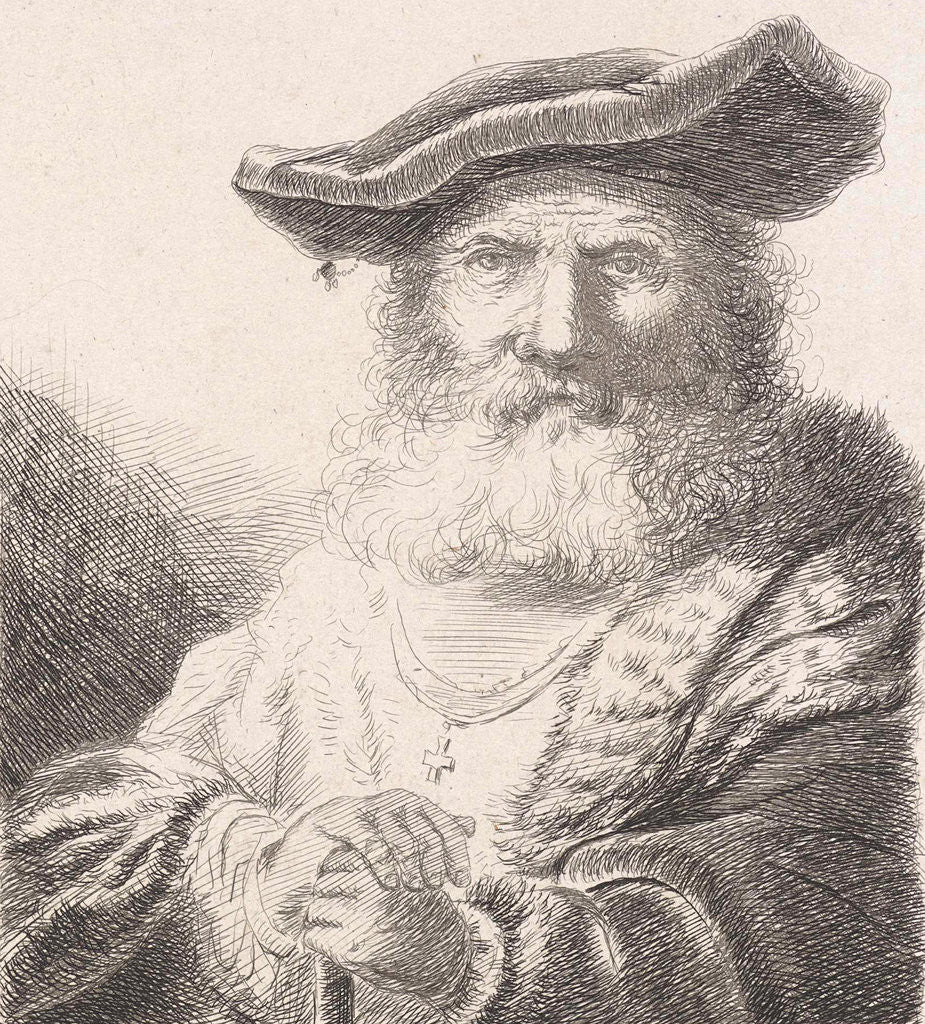Detail of Old man with beret by Diederik Jan Singendonck