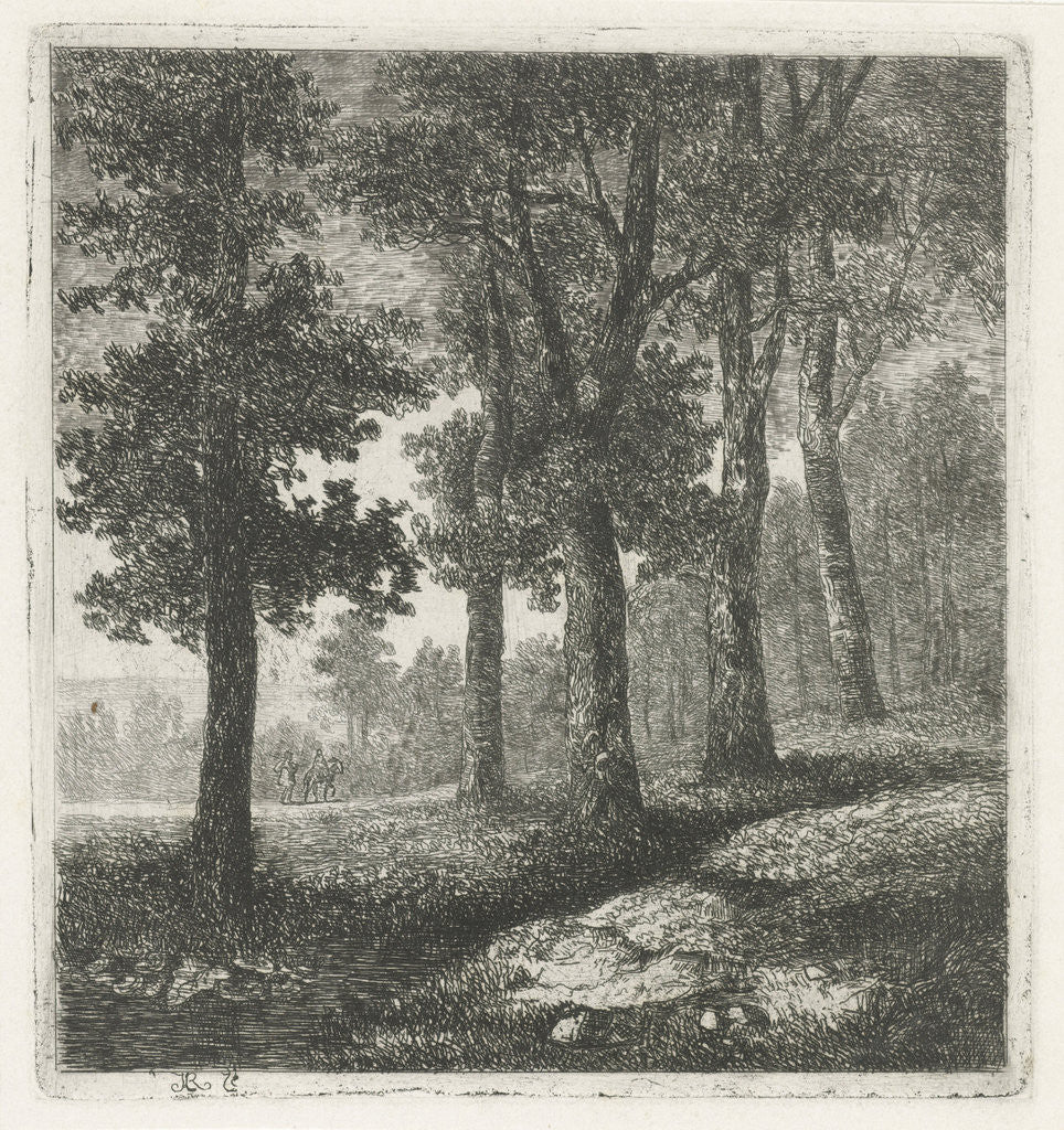 Detail of View of a forest by Hermanus Jan Hendrik van Rijkelijkhuysen