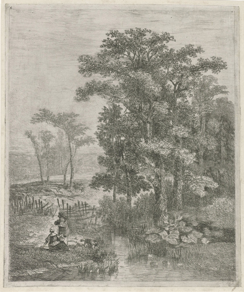 Detail of Man and woman at a trickle by Hermanus Jan Hendrik van Rijkelijkhuysen