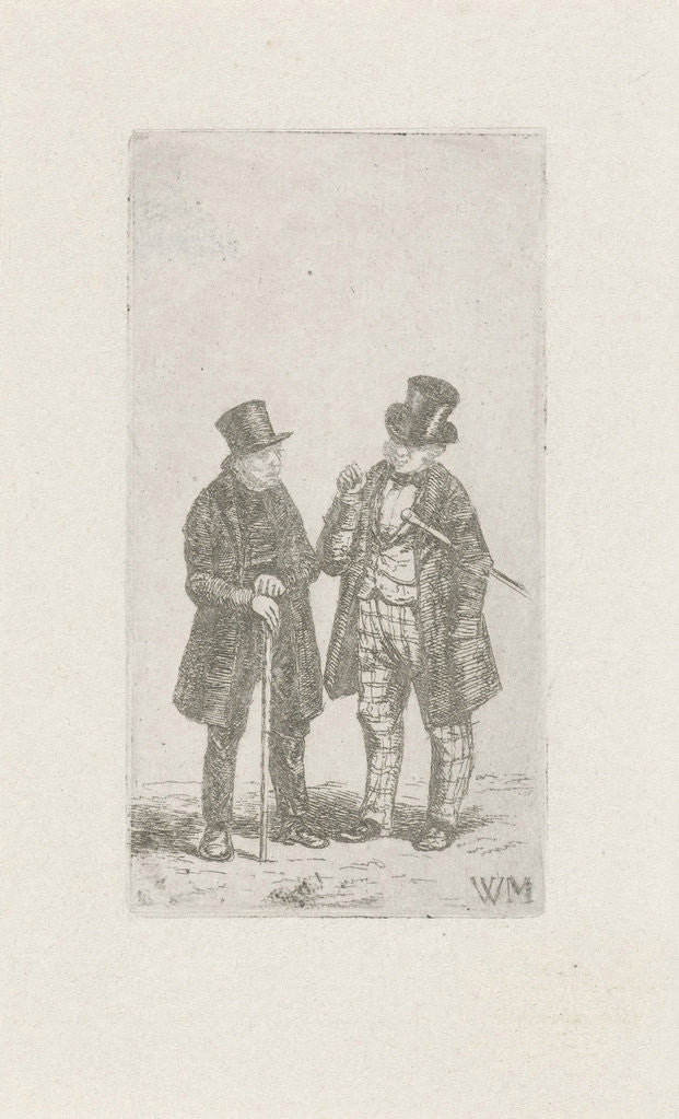 Detail of Two men with cane and top hat by Christiaan Wilhelmus Moorrees