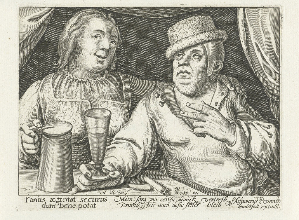 Detail of Drinking man and woman by Assuerus van Londerseel