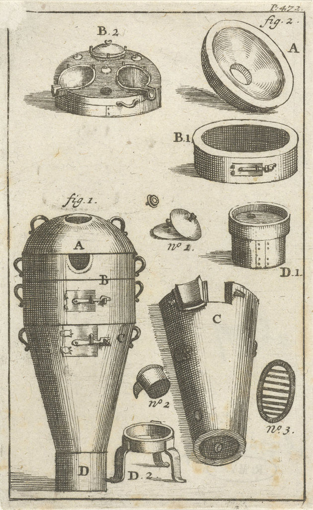 Detail of Distillation device and different parts thereof separately by Jan Claesz ten Hoorn