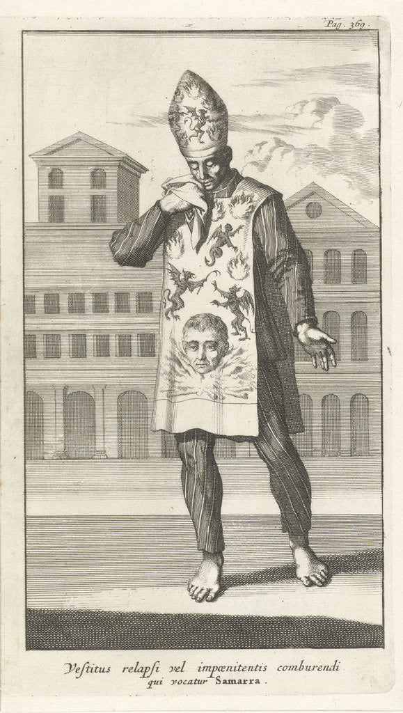 Detail of Convicted person in sackcloth, with miter by Henricus Wetstein