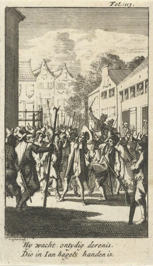 Detail of Nicholas Heron Berge attacked on the street, 1672 by Caspar Luyken