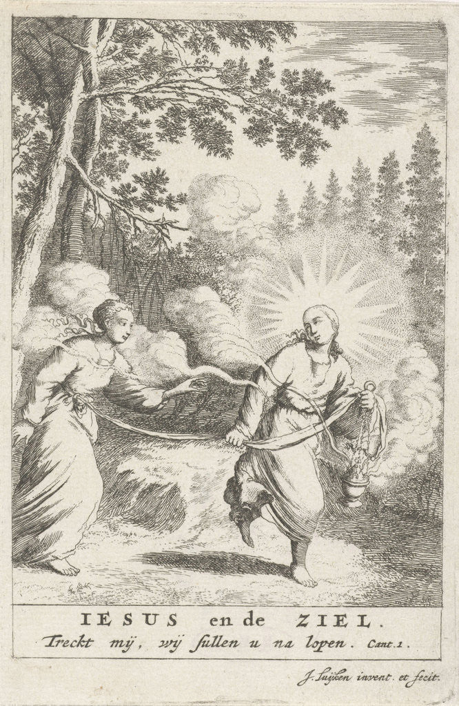 Detail of Christ and the personified soul by Jan Luyken