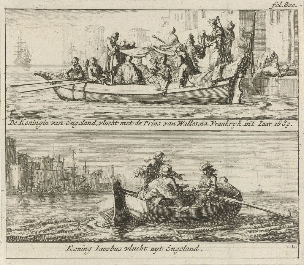 Detail of Flight of the King and Queen to France, 1688 by Jurriaen van Poolsum