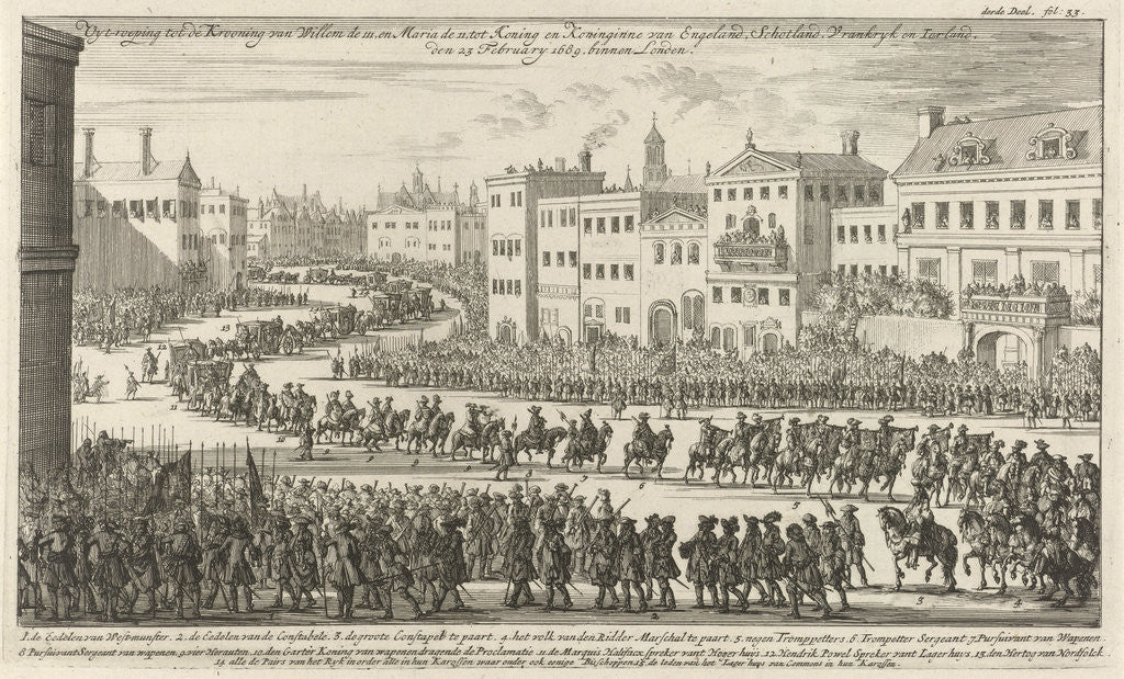 Detail of Exclamation of the coronation of the Prince and Princess of Orange, 1689 by Jan Luyken