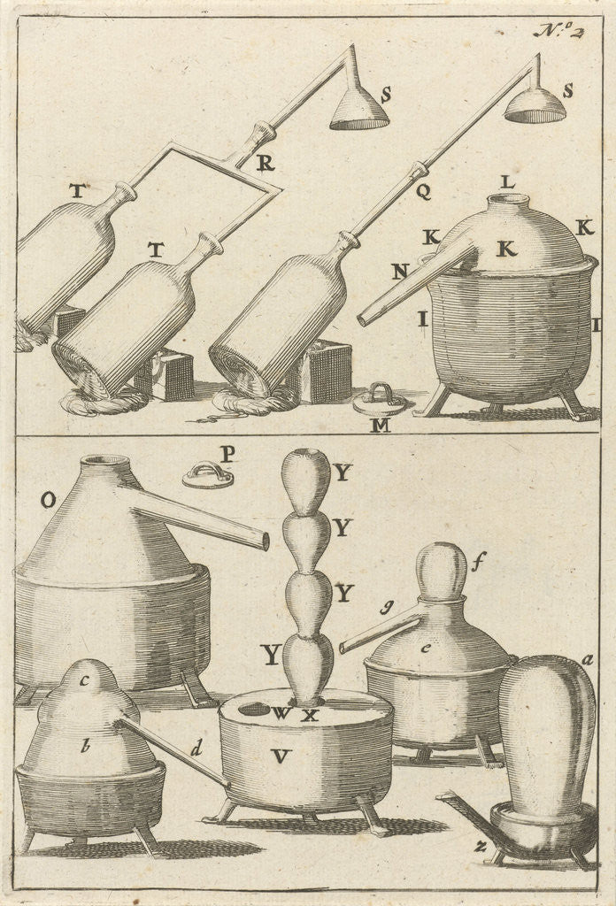 Detail of Various images of laboratory tools by Jan Claesz ten Hoorn
