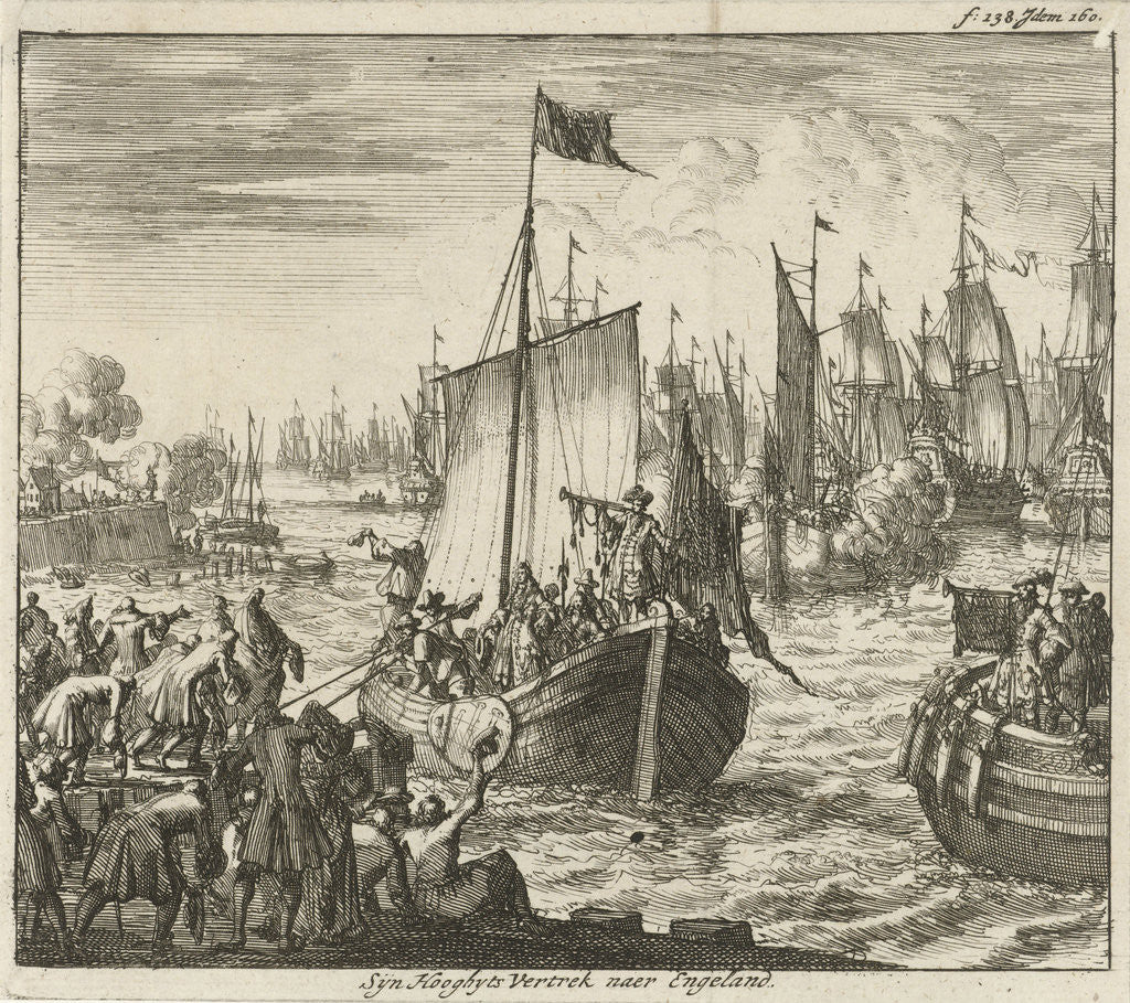 Detail of William III leaves with the fleet to England by Jan Luyken