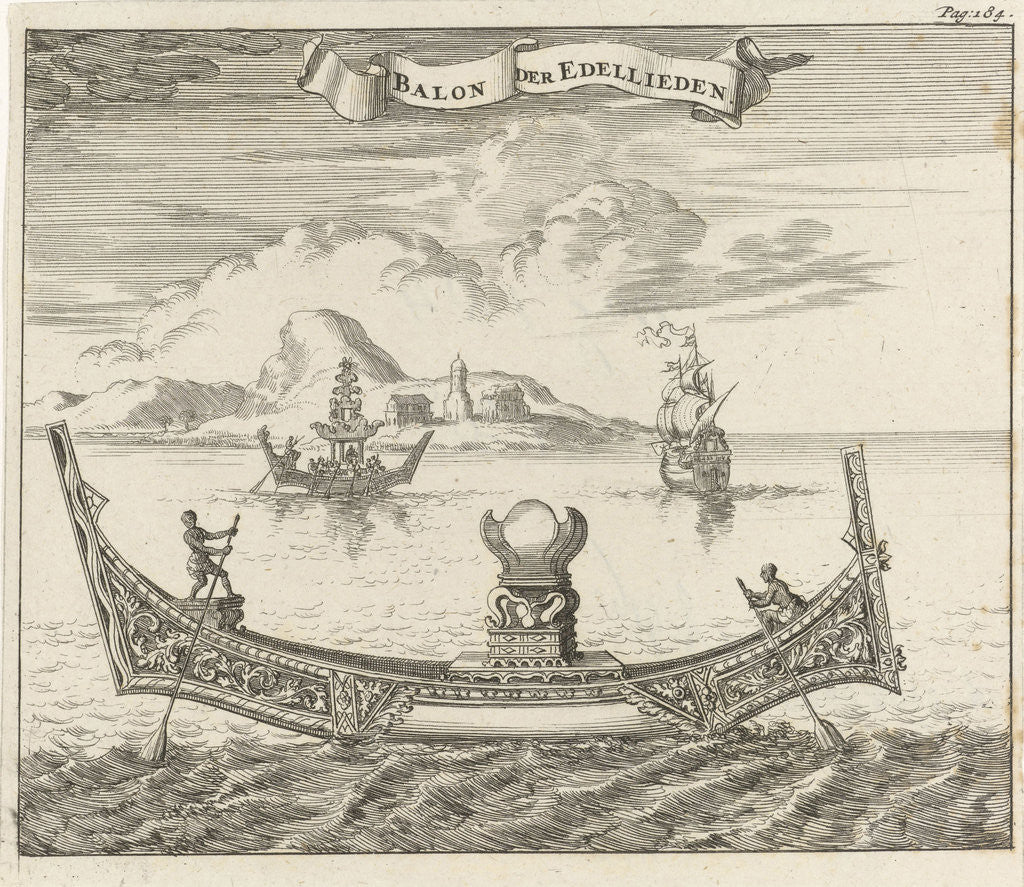 Detail of Boat of noblemen in Siam Thailand by Aart Dircksz Oossaan