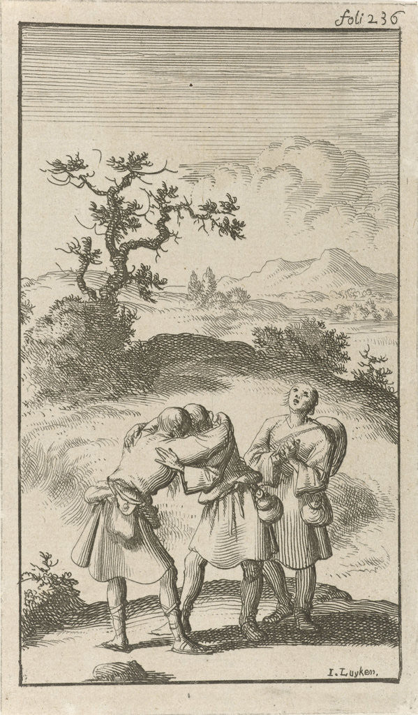 Detail of Three pilgrims say goodbye by Johannes Boekholt